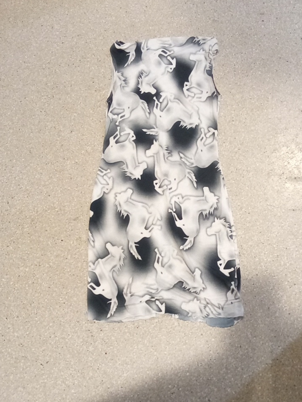 #756 Women's Black & White Horse Print Stretch Dress